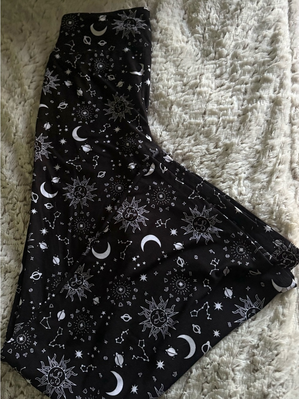 No Boundaries Black Leggings with White Celestial Print